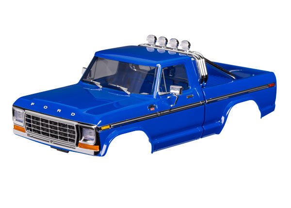 Body, Ford F-150 Truck (1979), complete, blue (includes grille, side mirrors, door handles, roll bar, windshield wipers, side trim, & clipless mounting) (requires #9834 front & rear bumpers)