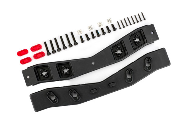 Crossmember, rear (top & bottom), boat trailer/ tail light lens (4)/ 1.6x10mm BCS (black stainless) (8)/ 3x5mm BCS (black stainless) (7)/ 3x15mm CS (black stainless) (6)/ M3x0.5mm square nuts (4))