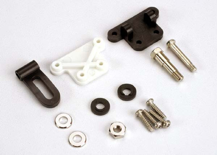 Trim adjustment bracket (inner)/trim adjustment bracket (outer)/trim adjustment lever/ 3x16mm shoulder screw/2.6x 10mm self-tapping screws (4)/convex and concave trim lever washers/4x21mm double shoulder screw/brass washers/ nuts