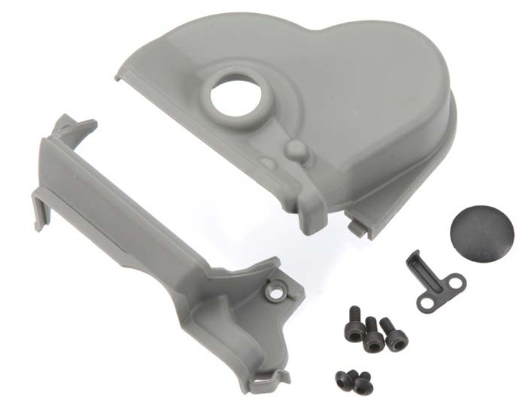 Cover, gear (upper & lower) (1)/ dust plug (1)/ 3x6mm CS (3) (for single motor installation, use with motor plate #3997X)