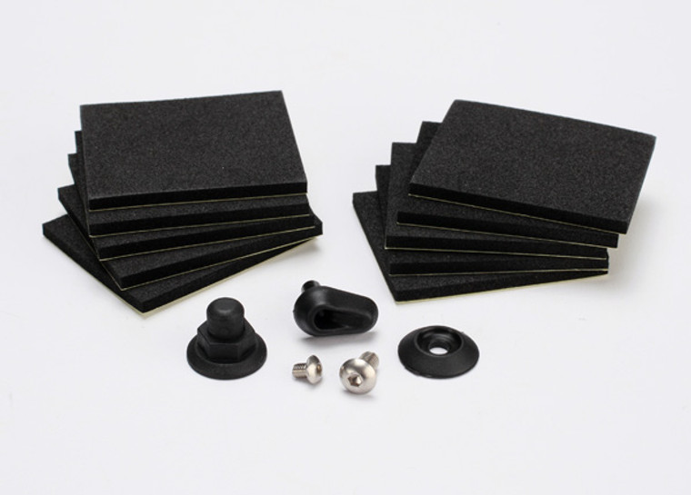 Hatch post/hull water outlet/foam pads (10)/ washer (1)/ 4x8mm BCS, stainless steel/ 3x4mm BCS, stainless steel