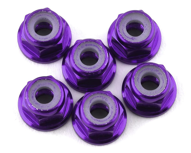 175RC Lightweight Aluminum M3 Flanged Lock Nuts (Purple) (6)