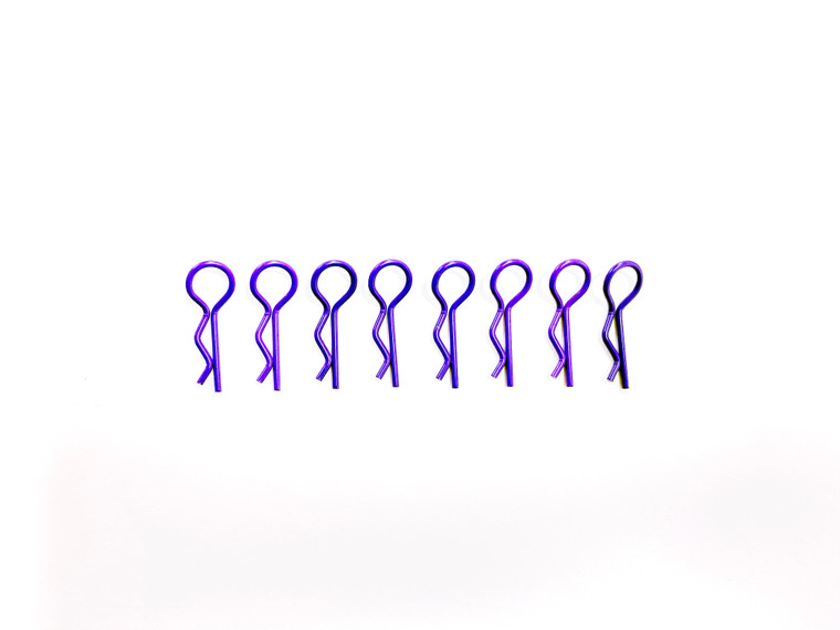 Assault RC Light Weight Bent Body Clips (Purple) (8pk)