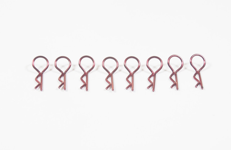 Assault RC Light Weight Bent Body Clips (Red) (8pk)