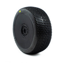 ProCircuit Claymore V2 Buggy Tires (C3) Medium - Pre-Mounted (Black) (2) (w/Yellow & White Wheel Dots)