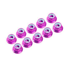 Ultimate Racing 4 MM. ALU. NYLON NUT W/FLANGE PINK (10 PCS)