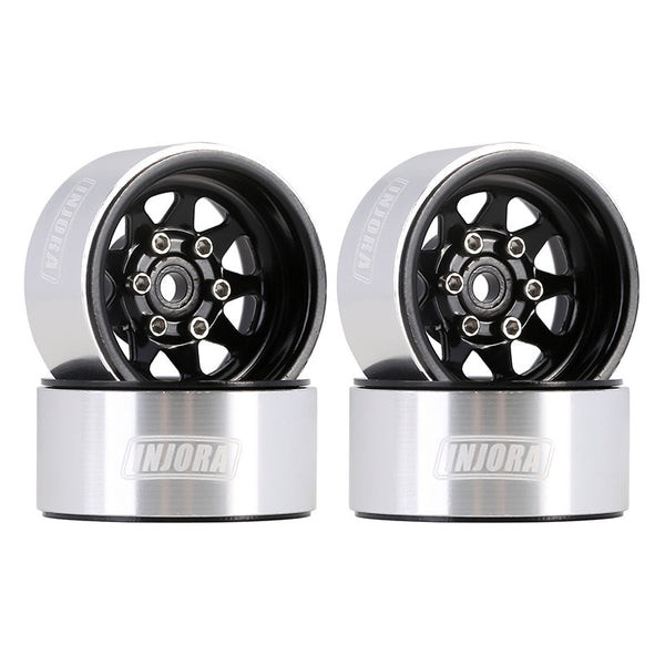 INJORA 1.0" Stamped Steel -3.78mm Offset Wheels for Micro Crawlers (Black) (W1004)