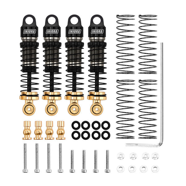 INJORA 40mm Big Bore Oil Shock Absorber for 1/24 SCX24 FCX24M (Black with Brass bottom ends)