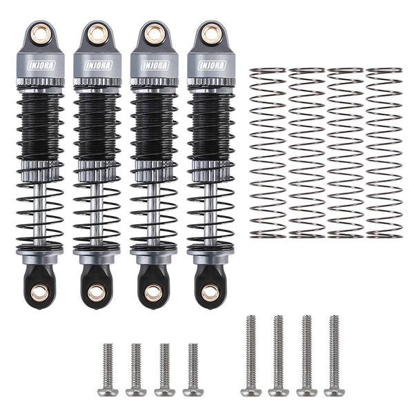 INJORA 53mm Aluminum Threaded Oil Shocks for 1/18 TRX4M (Grey)
