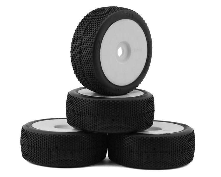 TZO Tires 201 1/8 Buggy Pre-Glued Tire Set (White) (4) (Clay)