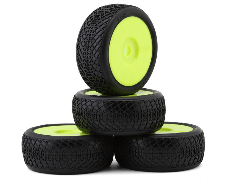 TZO Tires 101 1/8 Buggy Pre-Glued Tire Set (Yellow) (4) (Ultra Clay)