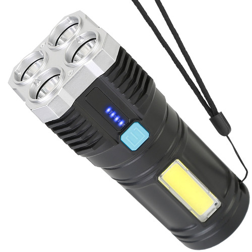 Rechargeable Flashlight LED Floodlight Torch with Strap Super Bright Flashlight 