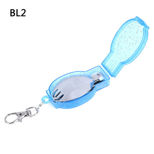 1pc Outdoor Stainless Steel Folding Spoon Folding Fork Tableware With Box Container