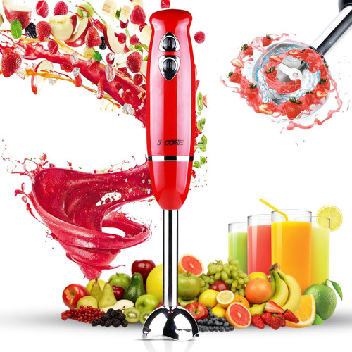 Hand Blender Immersion Blender Handheld Stick Batidora Electric Blenders Emersion Hand Mixer For Kitchen 5 Core HB 1510 RED