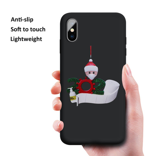 HEKIWAY iPhone X Case,iPhone Xs Case, Liquid Silicone Gel Rubber Full Body Protection Shockproof Case with Personalized Quarantine 2020 Christmas Ornament for iPhone Xs/iPhone X 5.8 inch