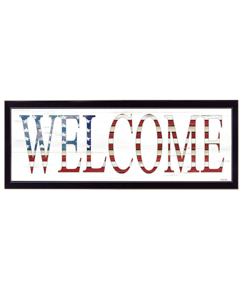 "Patriotic Welcome" by Cindy Jacobs; Ready to Hang Framed Print; Black Frame