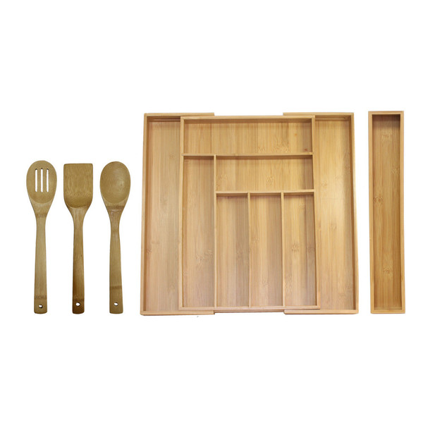 Oceanstar 5 Piece Bamboo Expandable Drawer Utensil Organizer Set