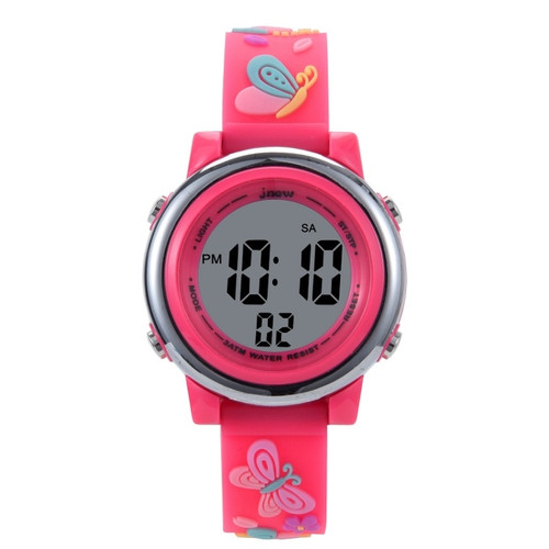 JNEW A86628 Student Cartoon 3D Butterfly Multi-Function Waterproof LED Sports Electronic Watch