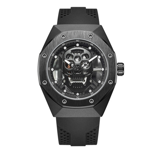 BAOGELA 1902 Skull Luminous Dial Silicone Strap Quartz Watch For Men