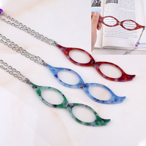 Necklace Pendant Handheld Folding Reading Glasses + 1.50D Rndom Color Delivery