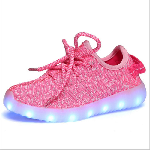 Low-Cut LED Colorful Fluorescent USB Charging Lace-Up Luminous Shoes For Children