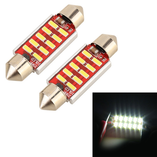 2 PCS DC 12V 2W 31MM 4014 Bicuspid Port No Decoding Car Dome Lamp LED Reading Light with 10 LED Lights