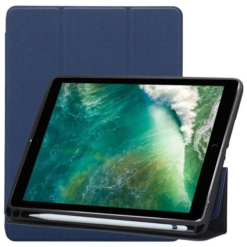 Cloth Texture Pattern Horizontal Flip Leather Case for iPad Pro 10.5 inch ,with Three-folding Holder & Pen Slots 
