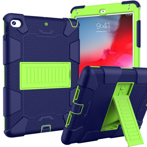 Shockproof Two-color Silicone Protection Shell for iPad Mini 2019 & 4, with Holder (Rose Red+Blue)
