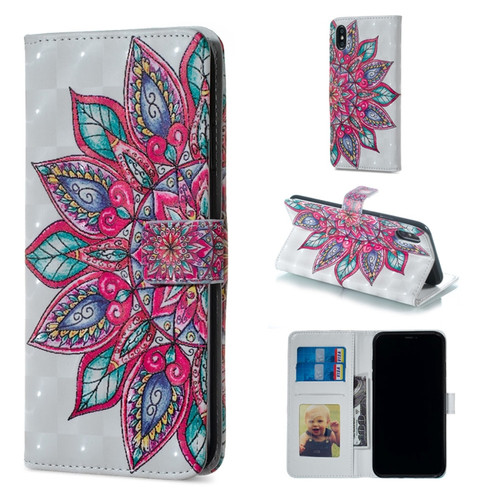 For iPhone X Half Flower Pattern Horizontal Flip Leather Case with Holder & Card Slots & Photo Frame & Wallet