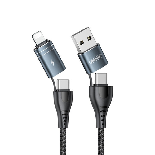 REMAX RC-164 4 in 1 USB + USB-C / Type-C to 8 Pin + USB-C / Type-C Fast Charging Data Cable, Cable Length: 1m