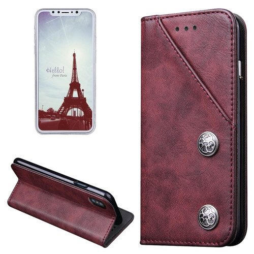 For iPhone X / XS Bronze Texture Casual Style with Absorption Horizontal Flip Leather Case with Holder & Card Slots