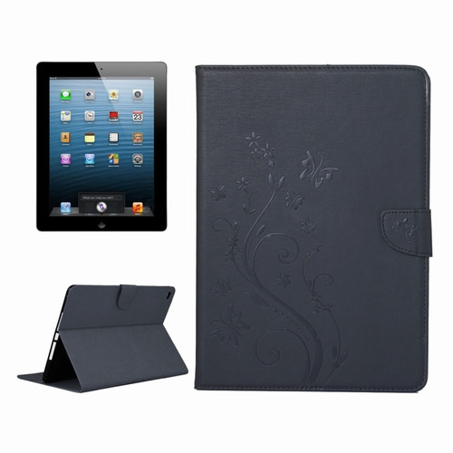 For iPad Air Pressed Flowers Butterfly Pattern Horizontal Flip PU Leather Case with Magnetic Buckle & Holder & Card Slots & Wallet