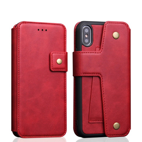 For iPhone X / XS Cowhide Texture Magnetic Absorption Detachable Horizontal Flip Leather Case with Holder & Card Slots & Wallet