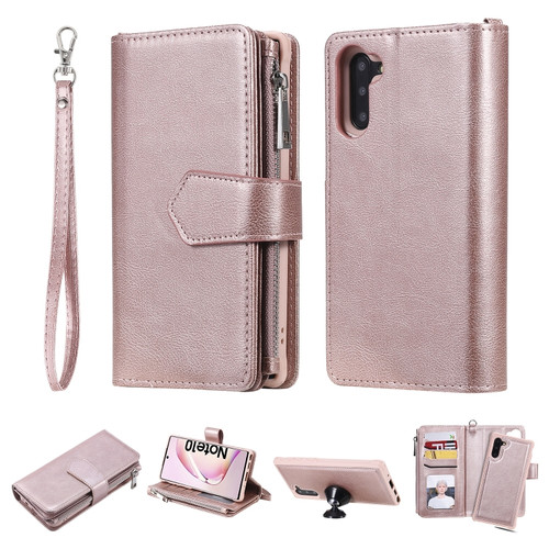 2 in 1 Solid Color Zipper Shockproof Protective Case with Card Slots & Bracket & Photo Holder & Wallet Function