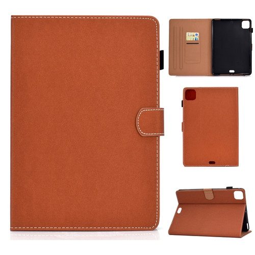 Sewing Thread Horizontal Solid Color Flat Leather Case with Sleep Function & Pen Cover & Anti Skid Strip & Card Slot & Holder