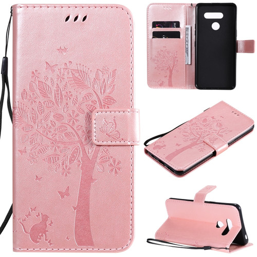 Tree & Cat Embossed Pattern Horizontal Flip Leather Case with Holder & Card Slots & Wallet & Lanyard