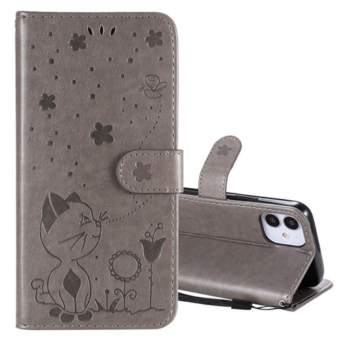Cat Bee Embossing Pattern Shockproof Horizontal Flip Leather Case with Holder & Card Slots & Wallet
