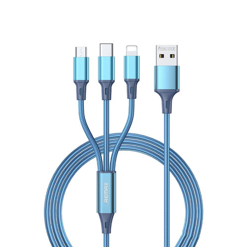 Remax RC-189th Gition Series 3.1A 3 In 1 8 Pin + Type-C / USB-C + Micro USB Aluminum Alloy Charging Cable, Length: 1.2m