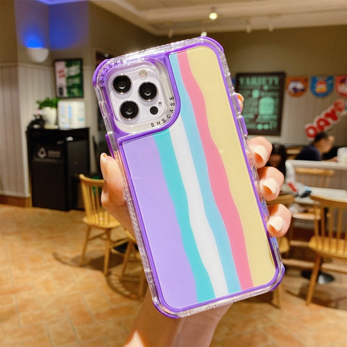 Rainbow TPU + PC Glass Shockproof Case