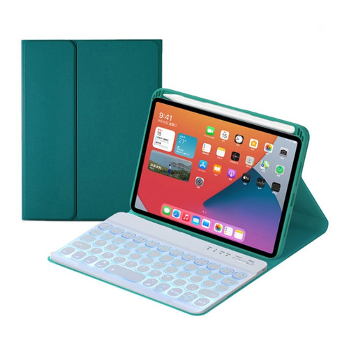 HY006D Round Keys Detachable Bluetooth Keyboard Leather Case with Colorful Backlight & Holder for iPad mini 6