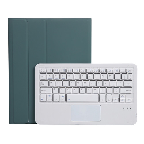 A07B-A Lambskin Texture Square Keycap Bluetooth Keyboard Leather Case with Touch Control For iPad