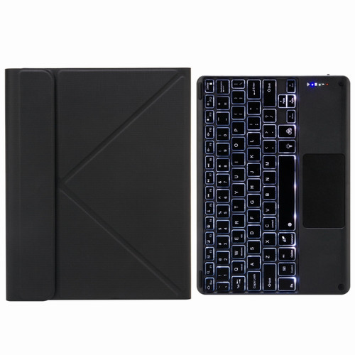 H-097CS Touch Backlight Bluetooth Keyboard Leather Case with Rear Three-fold Holder