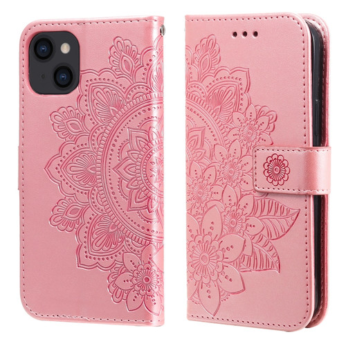 7-petal Flowers Embossing Leather Case