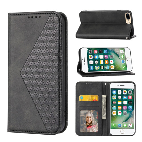 Cubic Grid Calf Texture Magnetic Closure Leather Phone Case