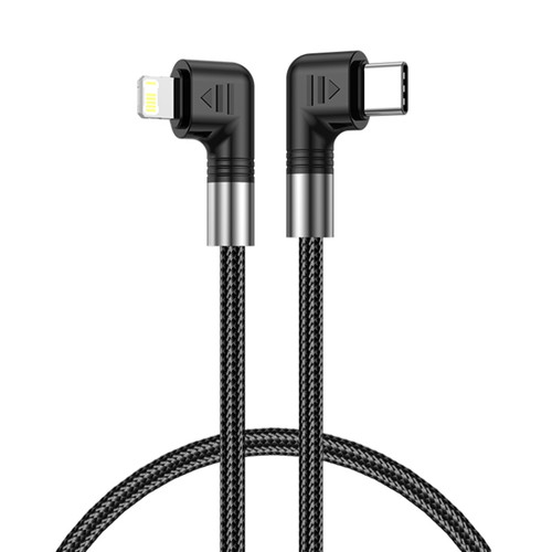A9 30W USB-C/Type-C to 8 Pin Double Elbow Data Cable