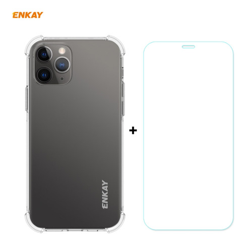 Hat-Prince ENKAY 2 in 1 Clear TPU Soft Case Shockproof Cover + 0.26mm 9H 2.5D Tempered Glass Protector Film