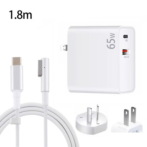 PD-65W USB-C / Type-C + QC3. 0 USB Laptop Charging Adapter + 1.8m USB-C / Type-C to MagSafe 1 / L Head Data Cable, AU Plug / US Plug