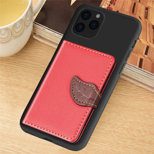 For iPhone XI Max 2019 Litchi Pattern Card Bag Wallet Bracket + TPU Phone Case with Card Slot Wallet Bracket Function