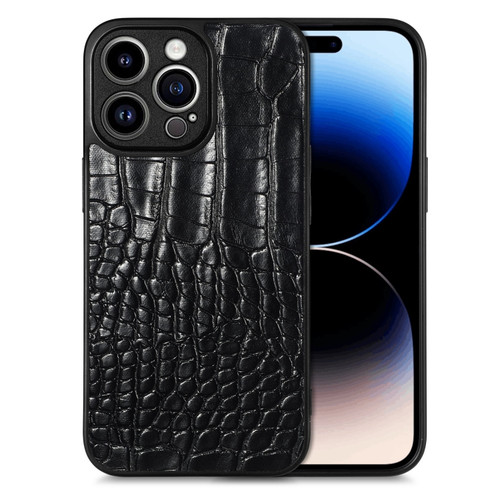 For iPhone 14 Pro Max Crocodile Grain Leather Back Cover Phone Case