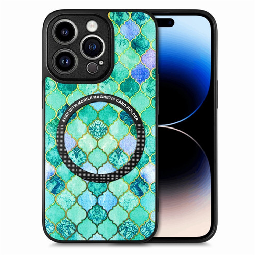 For iPhone 14 Pro Max Colored Drawing Leather Back Cover Magsafe Phone Case